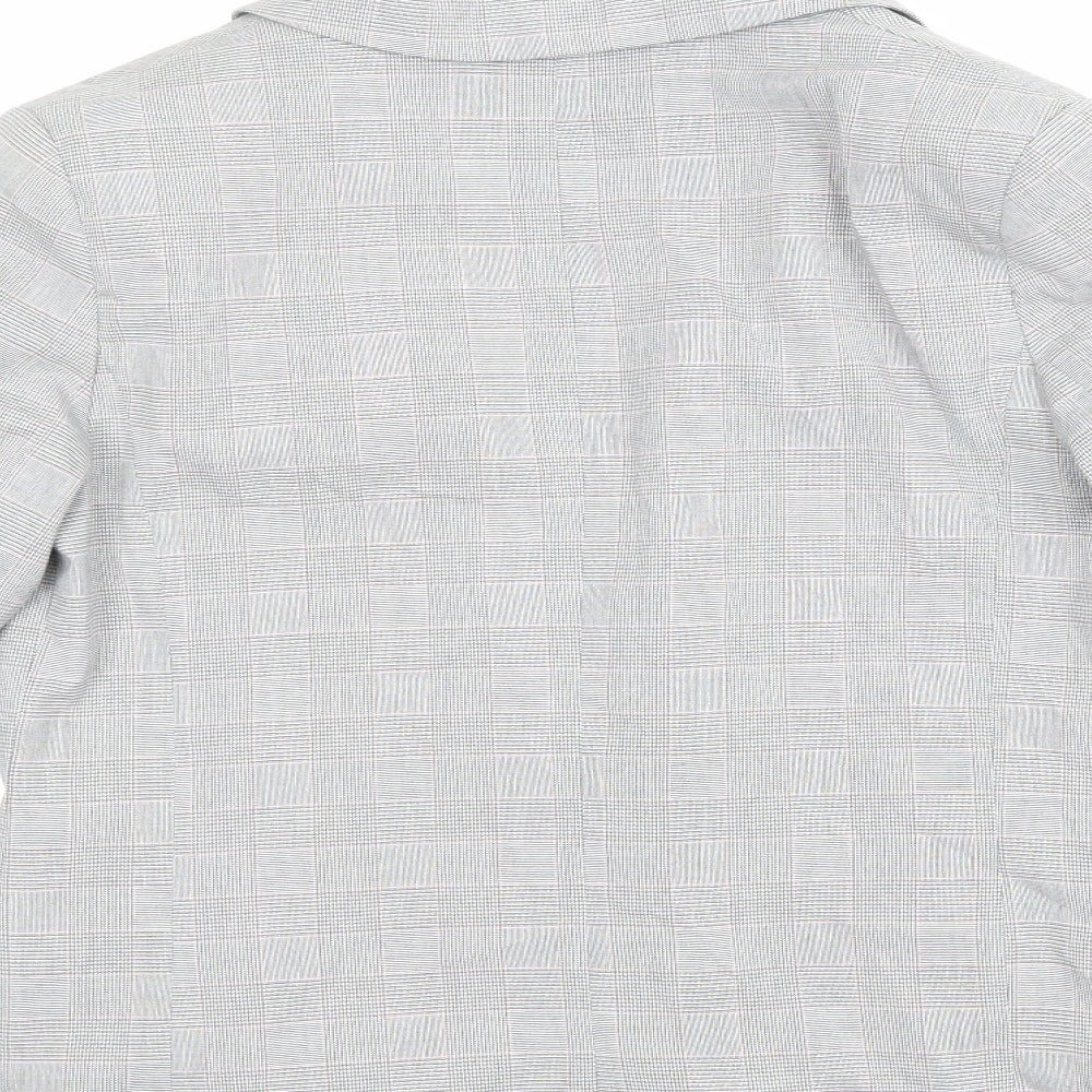 Brand and care label for Dorothy Perkins women’s grey check jacket blazer, size UK 10
