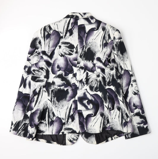 Calessa Womens White Floral Jacket Blazer Size XL