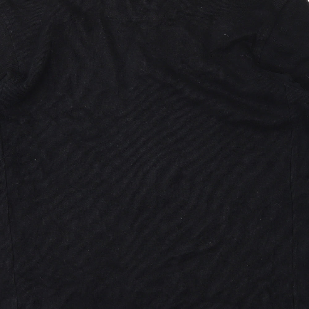 Brand and care label for Easy men’s black full zip jumper, size M
