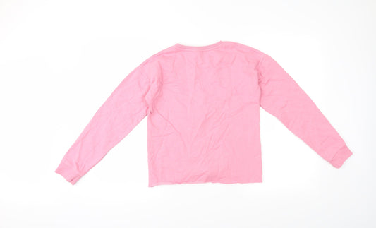 Matalan Girls Pink Houndstooth Pullover Jumper Size 13 Years