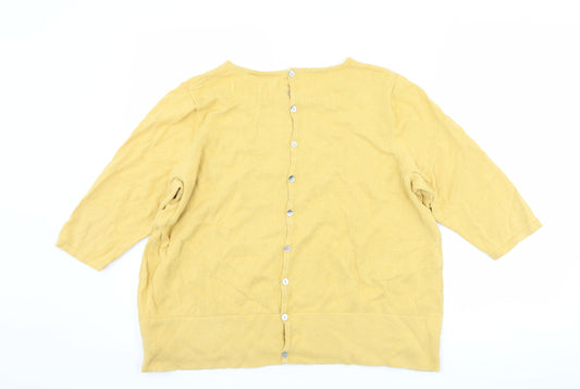 Adini Womens Yellow Basic T-Shirt Size L