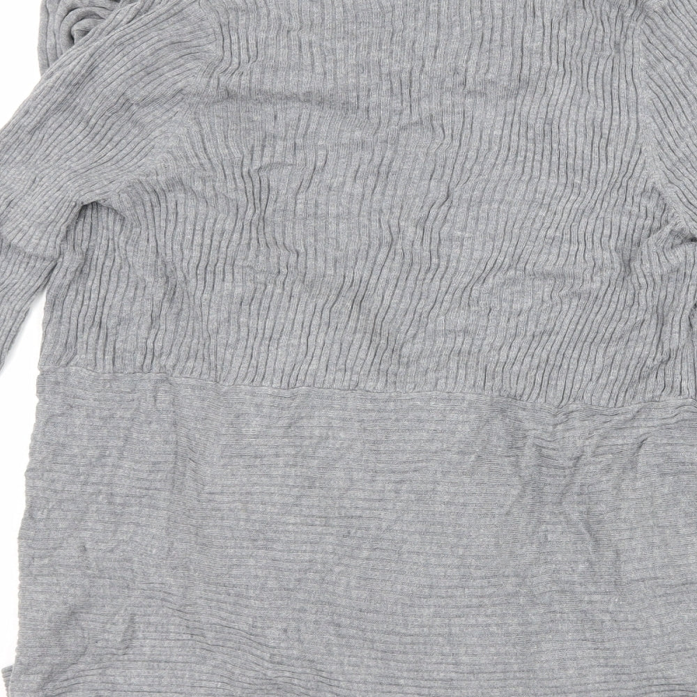 Brand and care label for Marks & Spencer women’s grey cardigan jumper, size UK 14