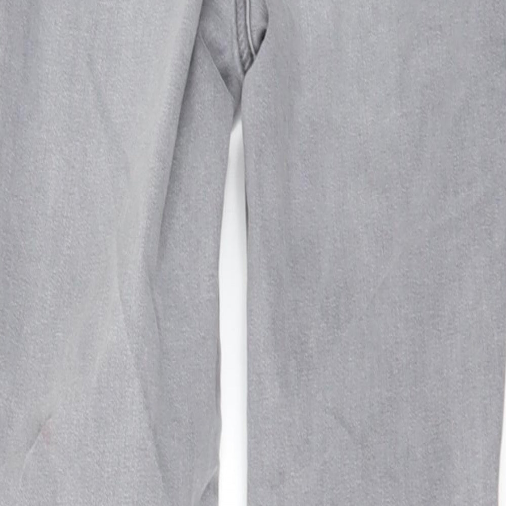 Brand and care label for Tu women’s grey denim mom jeans, size UK 8, 28-inch leg
