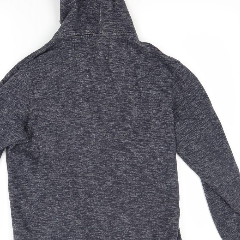 Brand and care label for Tu men’s blue full zip hoodie, size S