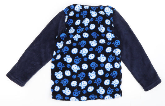 Snooze Time Boys Blue Geometric Pyjama Top Size 7-8 Years - Skull print