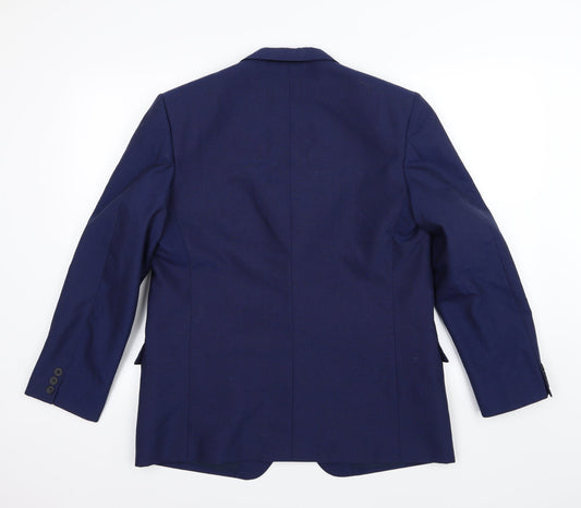 Preworn Mens Blue Rayon Jacket Suit Jacket Size 36