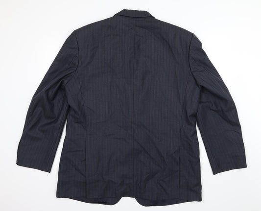 HR Tailoring Mens Blue Striped Jacket Suit Jacket Size 46