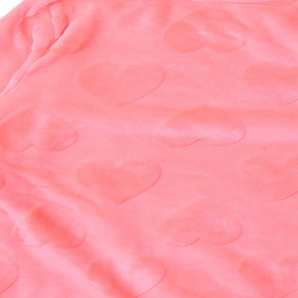 Brand and care label for H&M girls’ pink top pyjama top, size 12-13, years