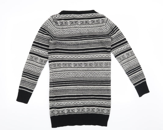New Look Womens White Striped Pullover Jumper Size 12