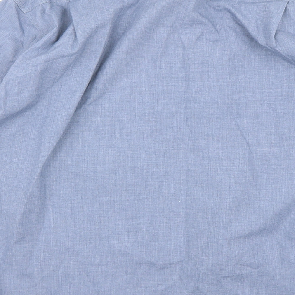 Brand and care label for Burton men’s blue button-up, size 15.5