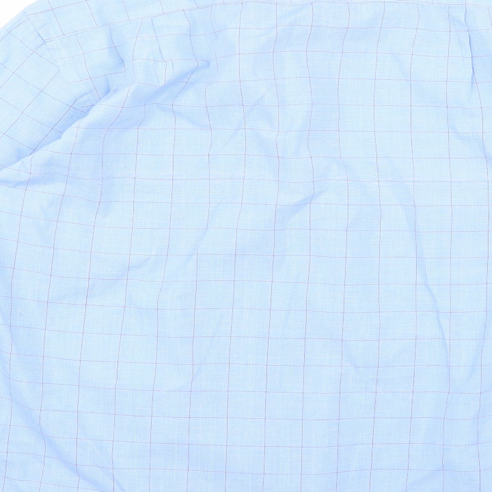 Brand and care label for Greenwoods men’s blue button-up, size 15