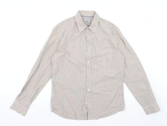 Additional front view of Marks & Spencer men’s white striped button-up, size M