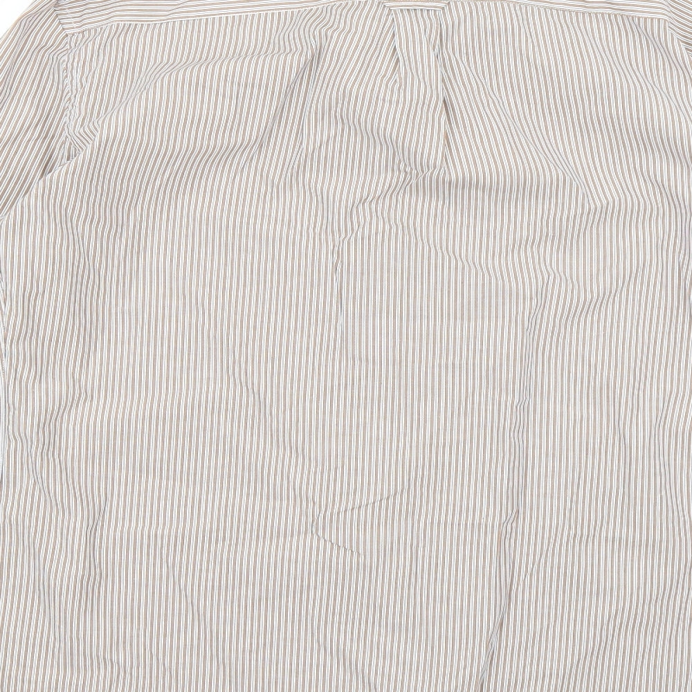 Marks and Spencer Mens White Striped Button-Up Size M