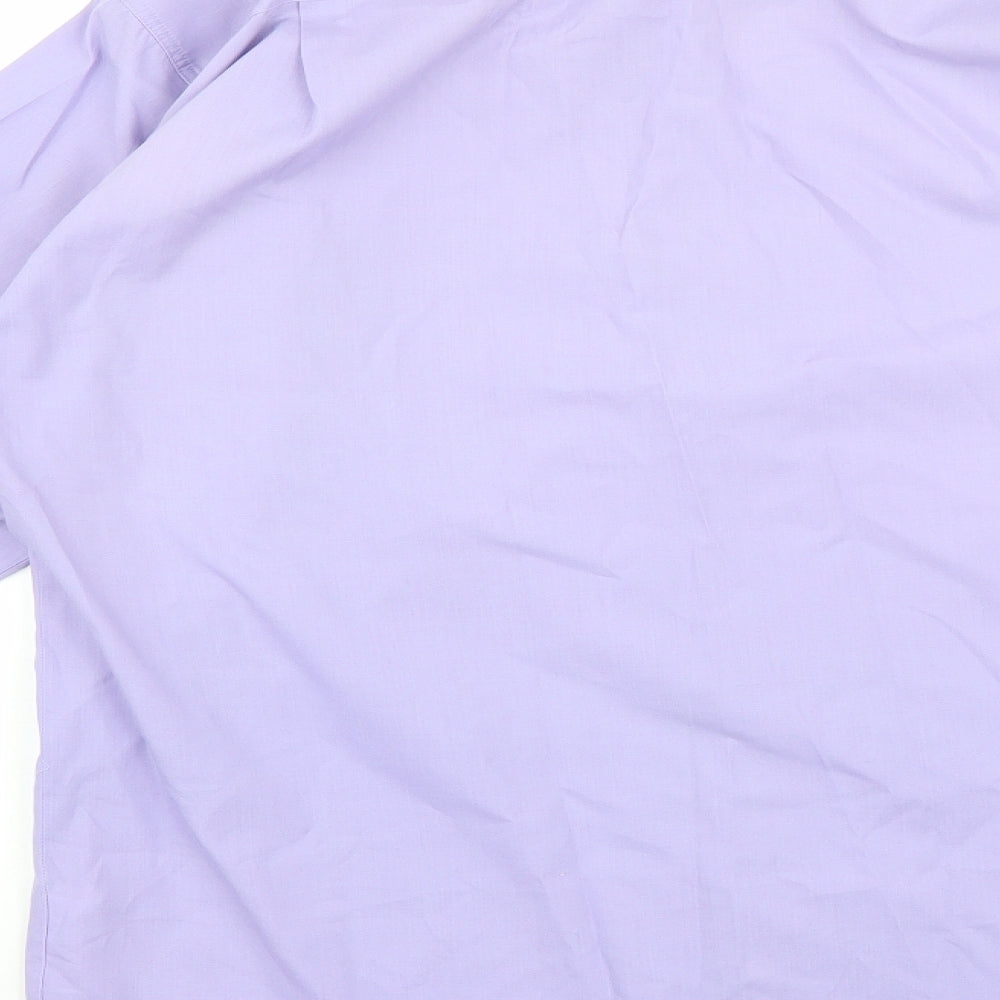 Brand and care label for Burton men’s purple button-up, size 15