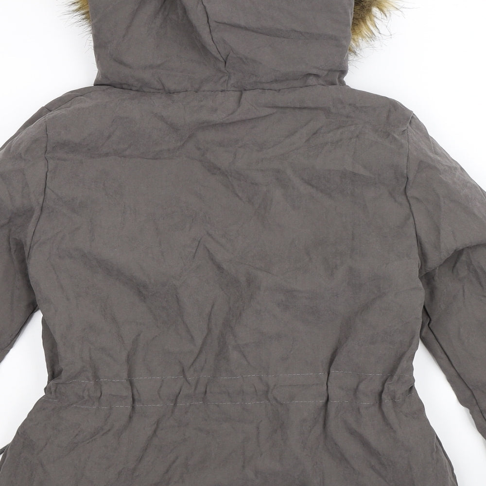 Brand and care label for Preworn women’s grey jacket, size M