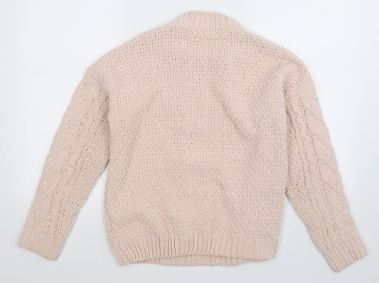Papaya Womens Beige Knit Pullover Jumper Size S - Oversized