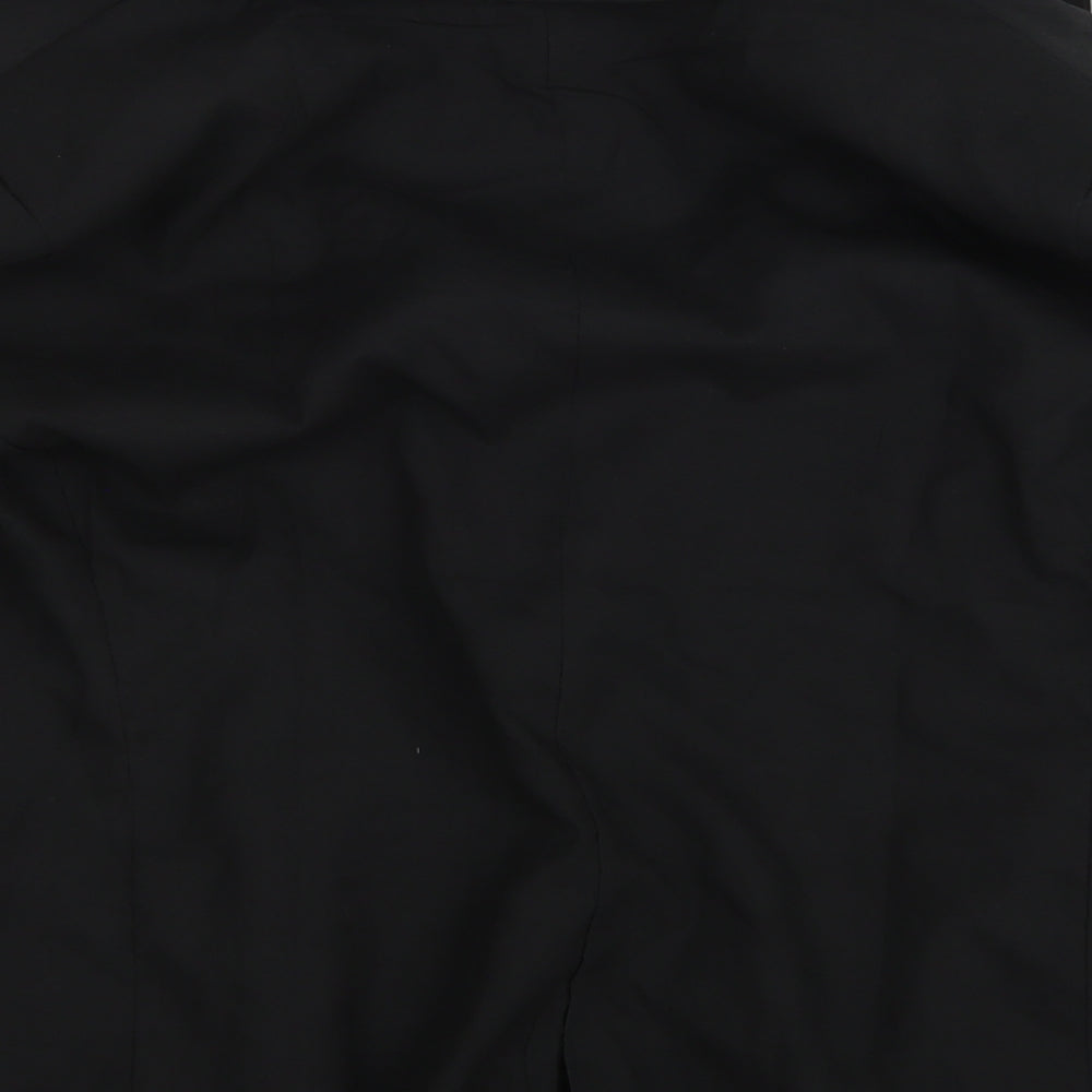 Brand and care label for Unika women’s black overcoat jacket, size UK 14