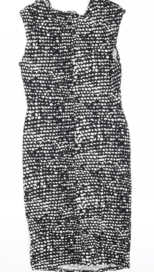 Oasis Womens Black Animal Print A-Line Size 10