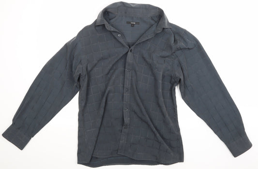 Additional front view of George men’s grey check button-up, size L