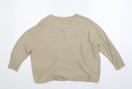 Jaqueline deYong Womens Beige Striped Pullover Jumper Size 6