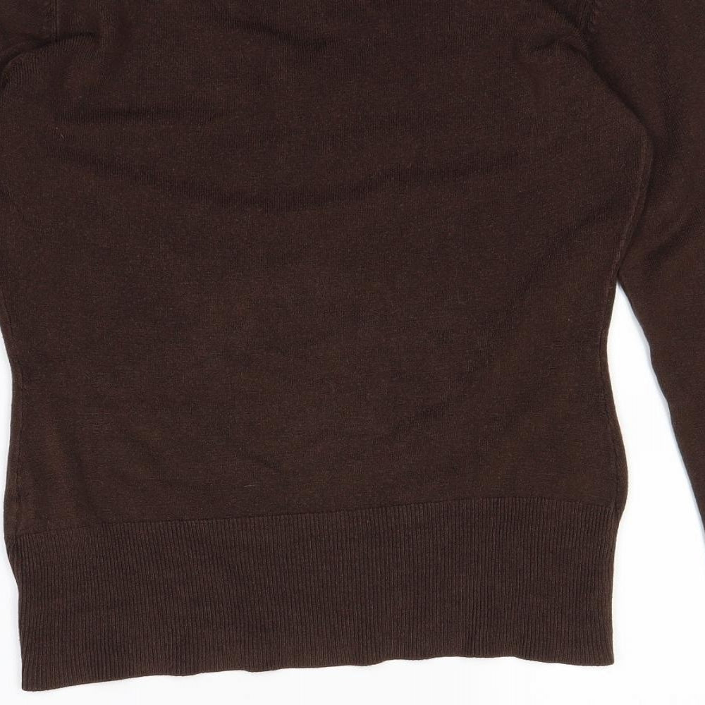 Brand and care label for Next women’s brown pullover sweatshirt, size UK 12