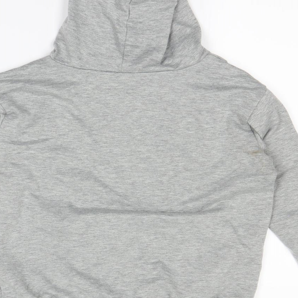 Brand and care label for Preworn women’s grey pullover hoodie, size S