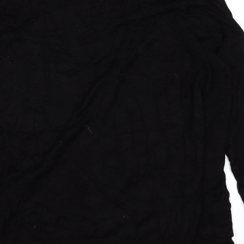 Brand and care label for ASOS women’s black cardigan jumper, size UK 12
