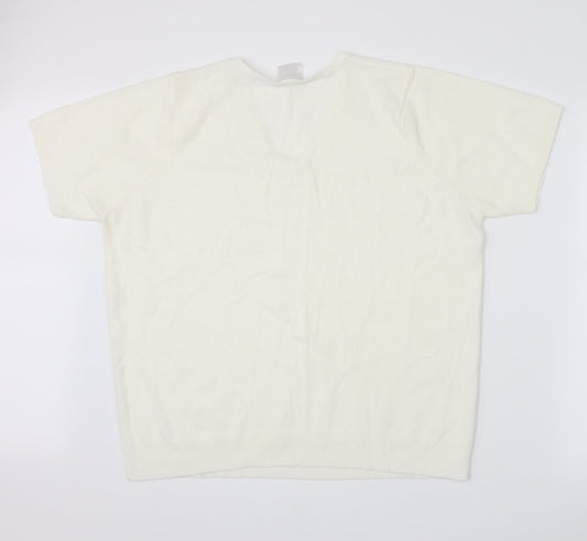 Casual Comfort Womens White Knit Pullover Jumper Size XL