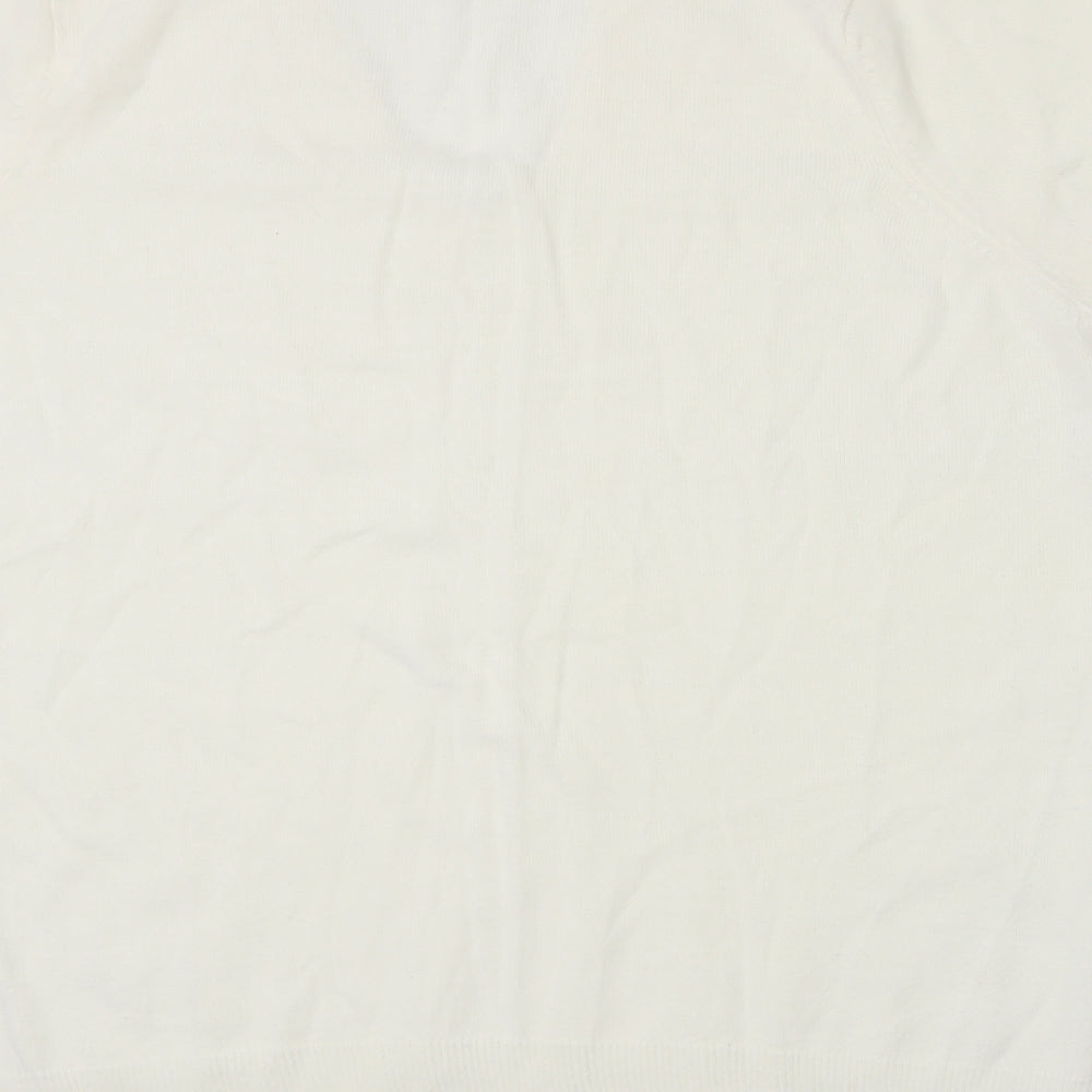 Brand and care label for Casual Comfort women’s white knit jumper, size XL