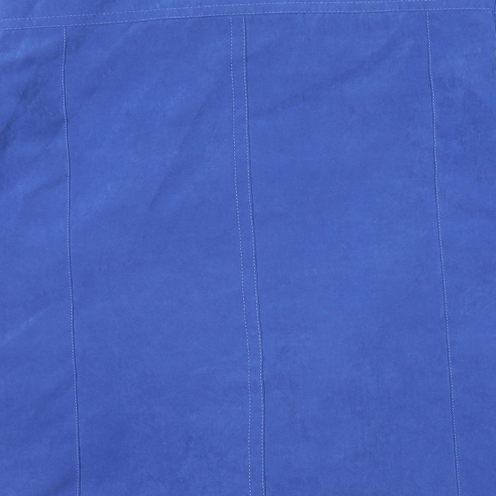 Brand and care label for EWM women’s blue overcoat coat, size UK 10