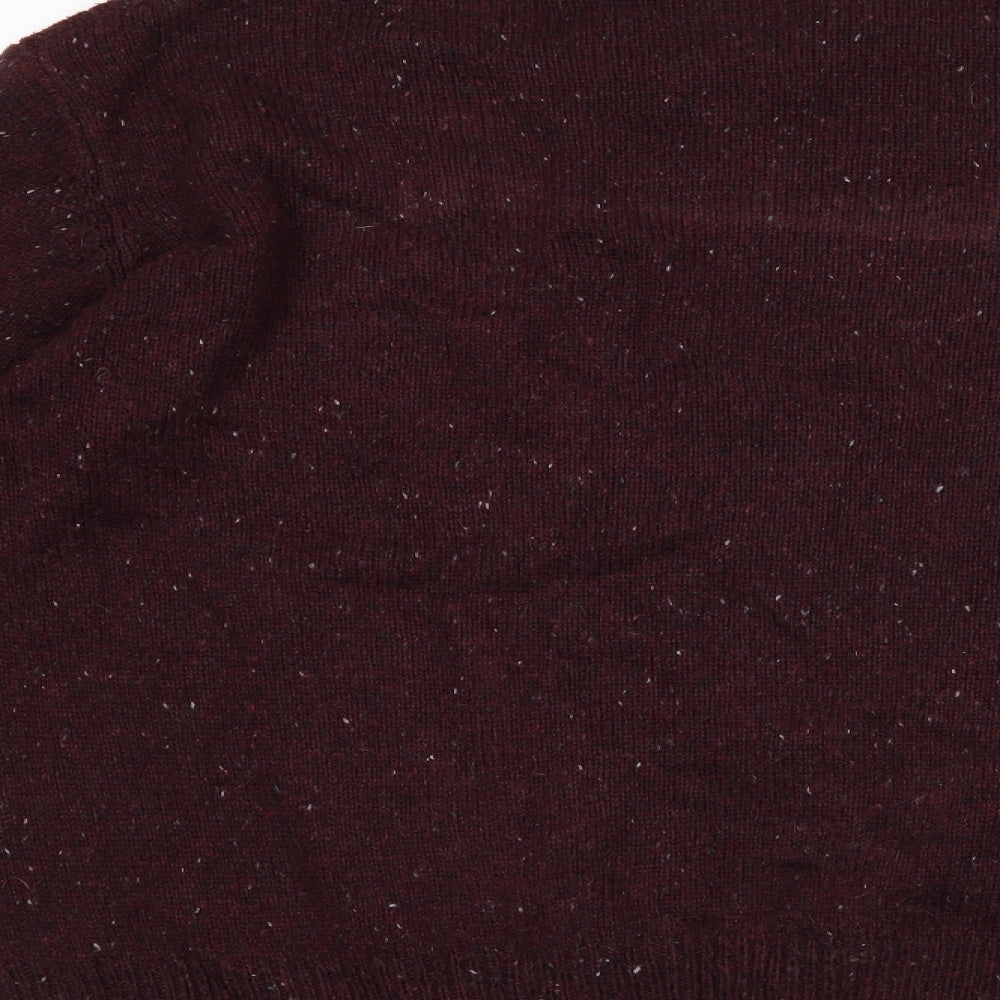 Brand and care label for Cedarwood State men’s purple jumper, size M
