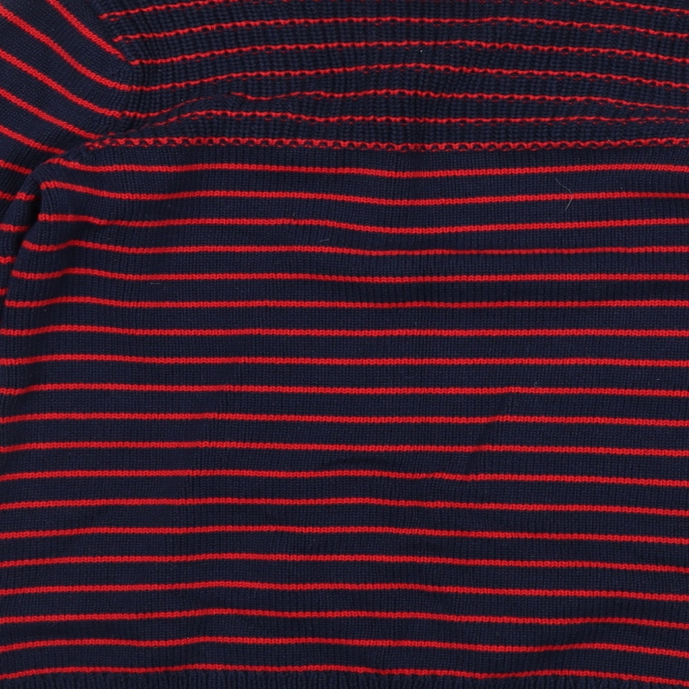 Brand and care label for Kenar women’s blue striped jumper, size L