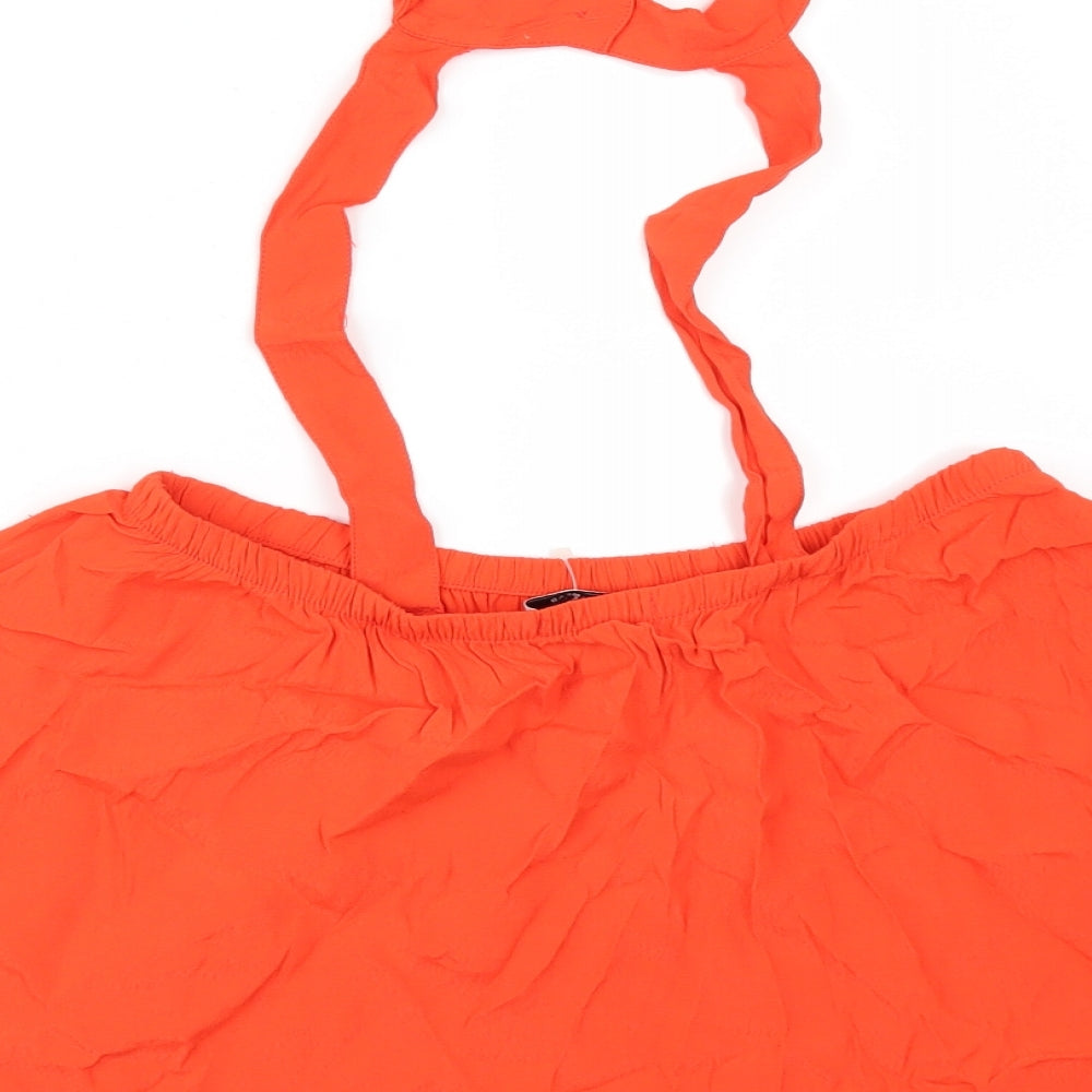 Brand and care label for Pull&Bear girls’ orange skater set, size L