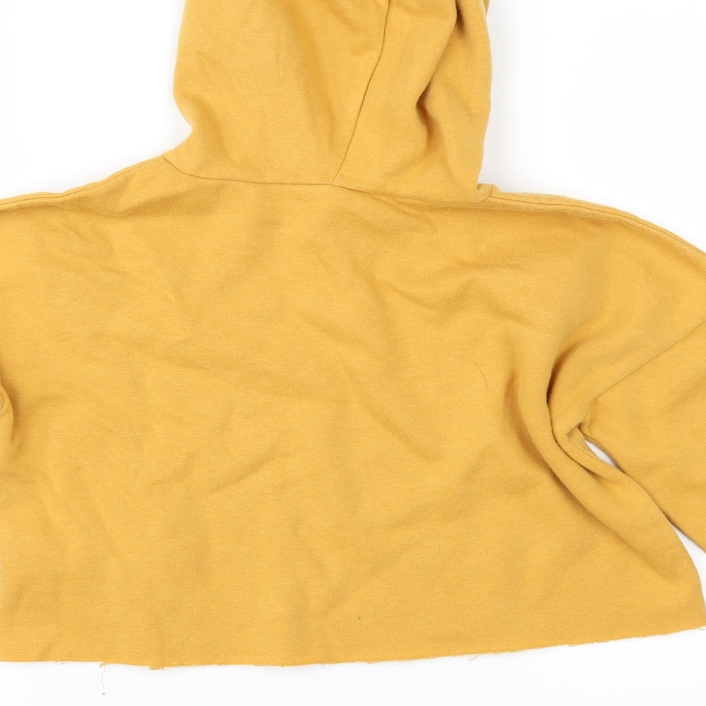 Brand and care label for New Look girls’ yellow pullover hoodie, size 10-11, years - cropped