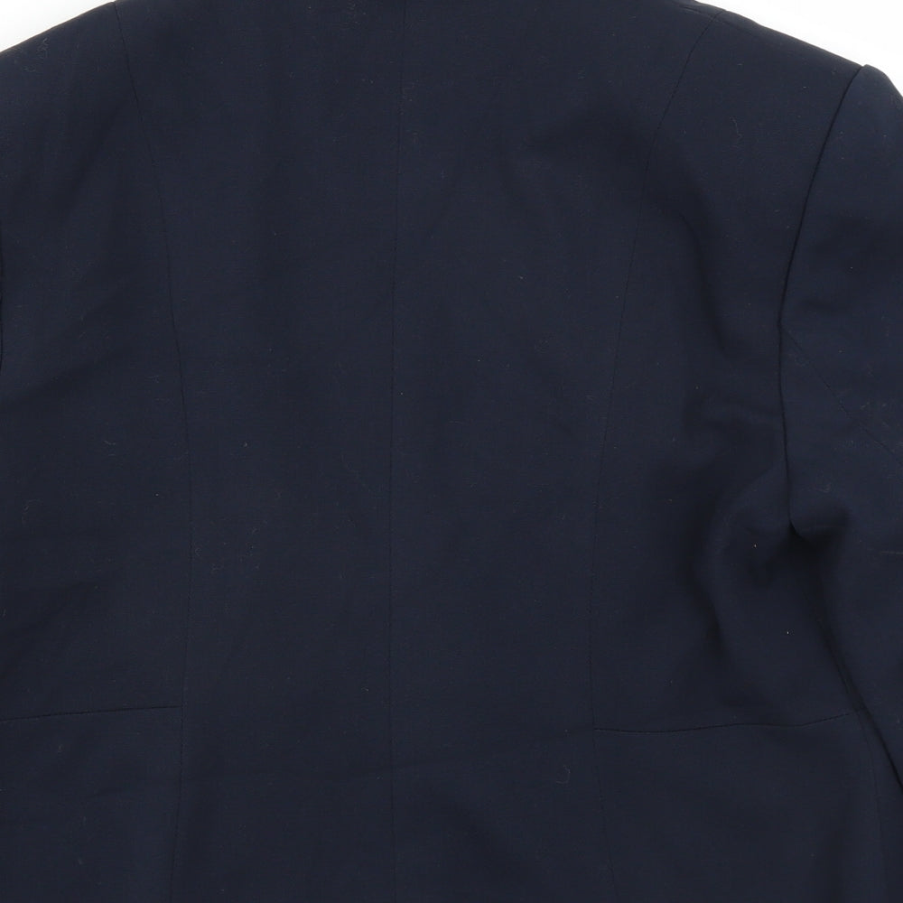 Brand and care label for Marks & Spencer women’s blue jacket suit jacket, size UK 14