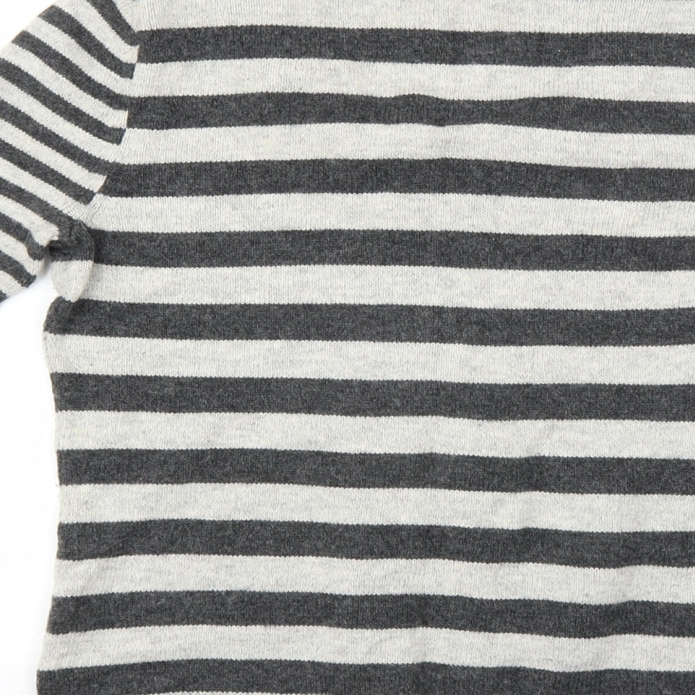 Marks and Spencer Womens Grey Striped Cardigan Jumper Size S