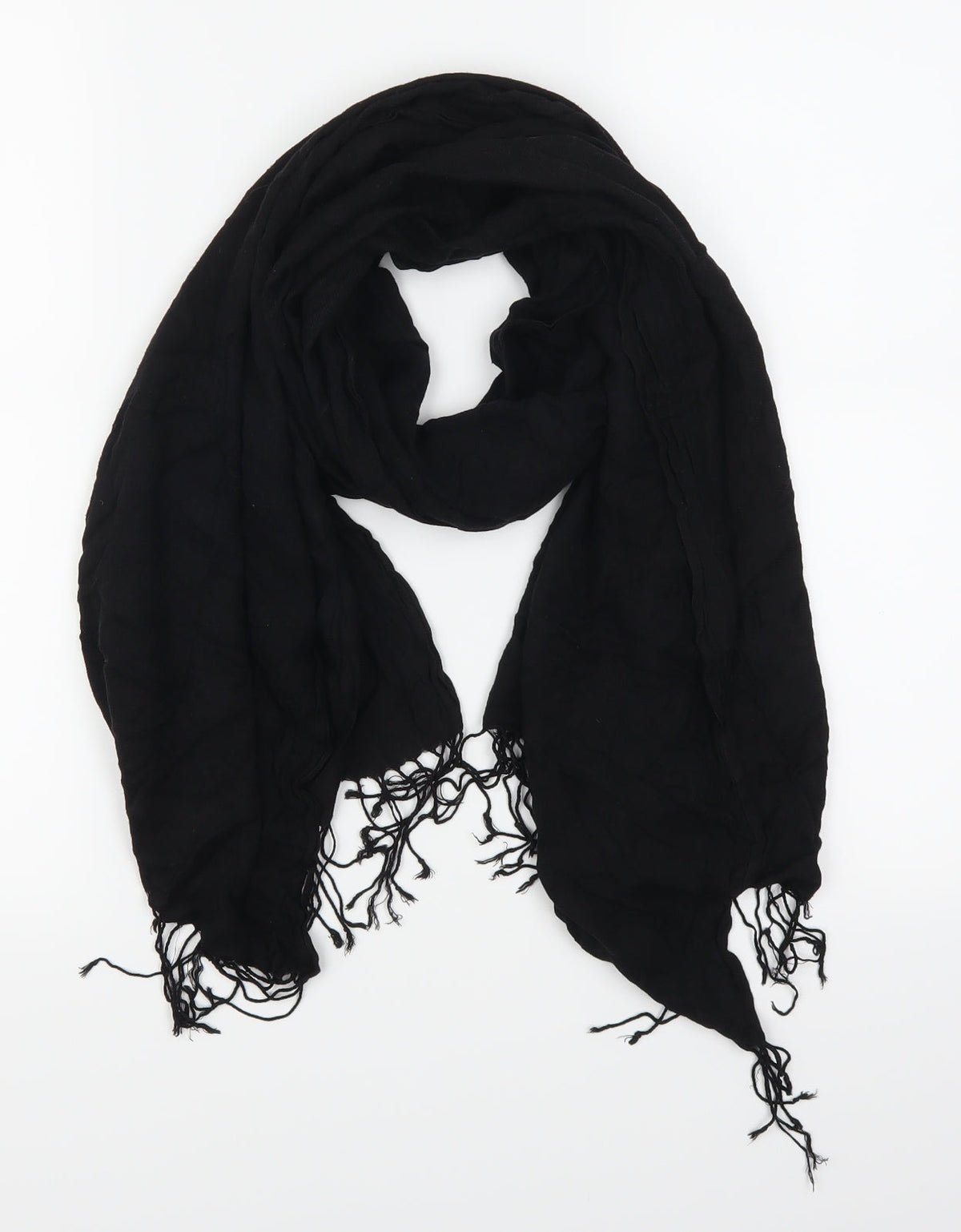 Front view of Preworn women’s black scarf
