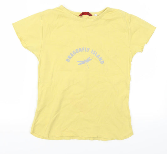 Additional front view of Lee Cooper women’s yellow basic t-shirt, size S, - dragonfly island