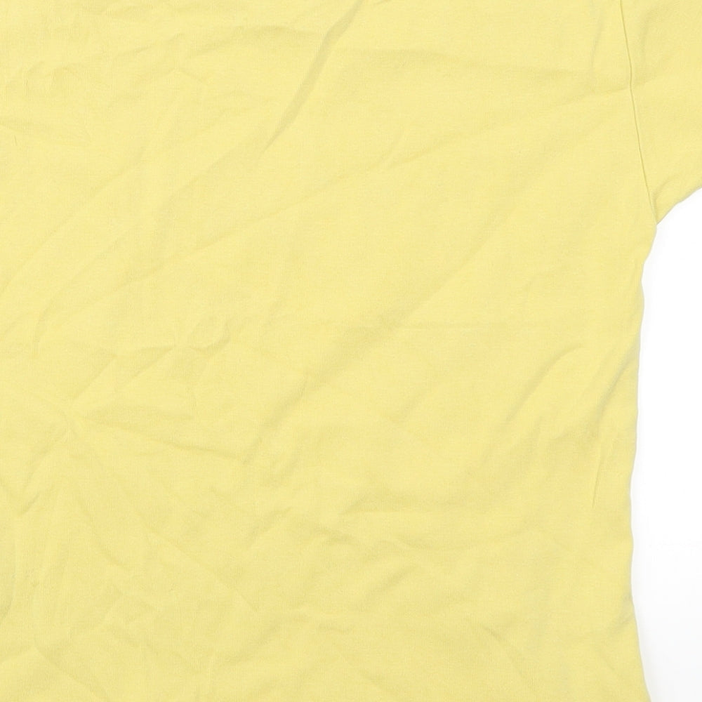 Brand and care label for Lee Cooper women’s yellow basic t-shirt, size S, - dragonfly island