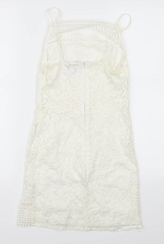 Topshop Womens White Lace Mini Size 6