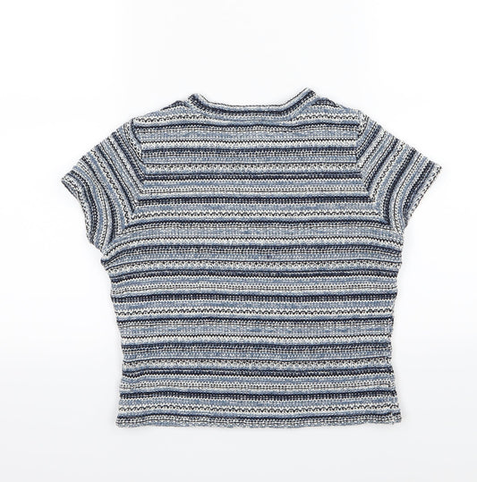 River Island Womens Blue Striped Knit Pullover Jumper Size 8