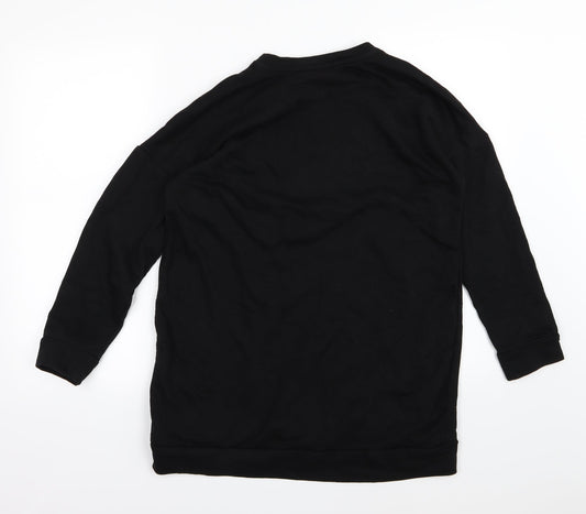 Defacto Womens Black Striped Jersey Pullover Sweatshirt Size XS - Sequin oversized