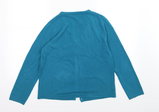Lauren Taylor Womens Blue Knit Cardigan Jumper Size S