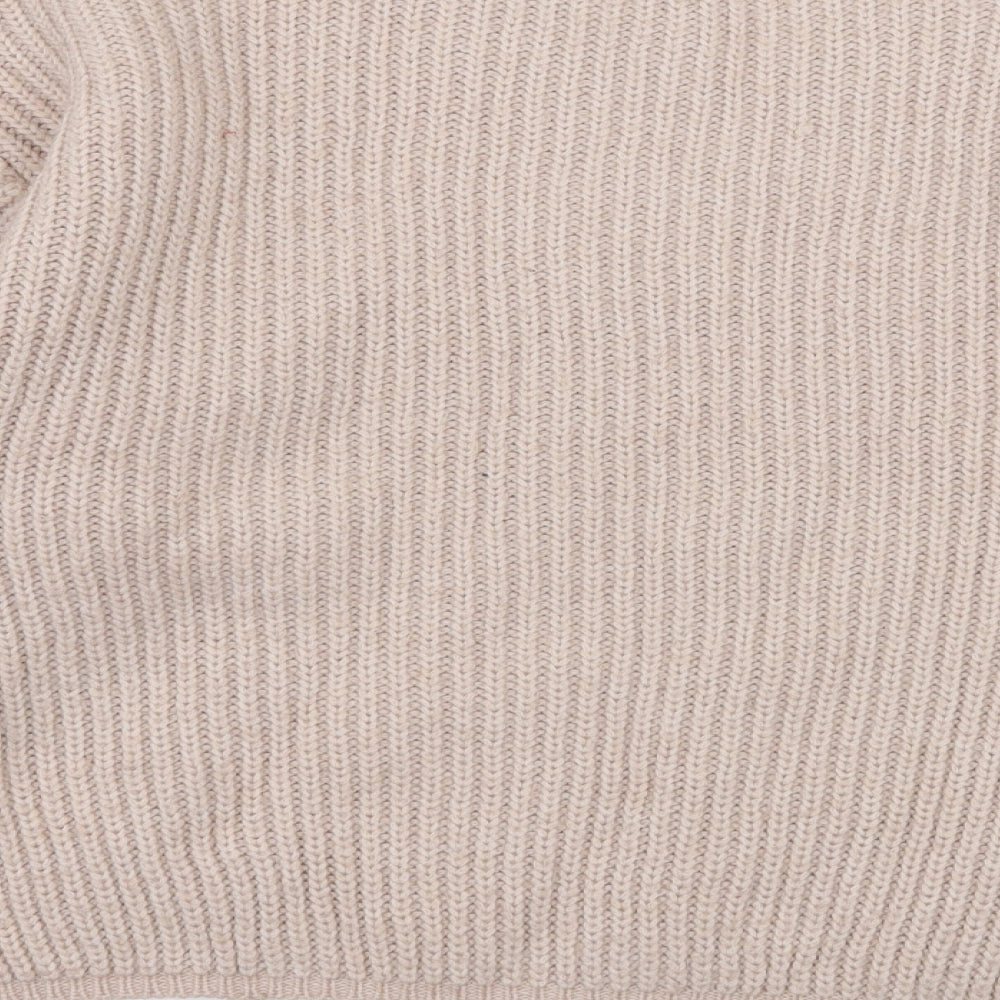 Brand and care label for New Look women’s pink knit jumper, size S