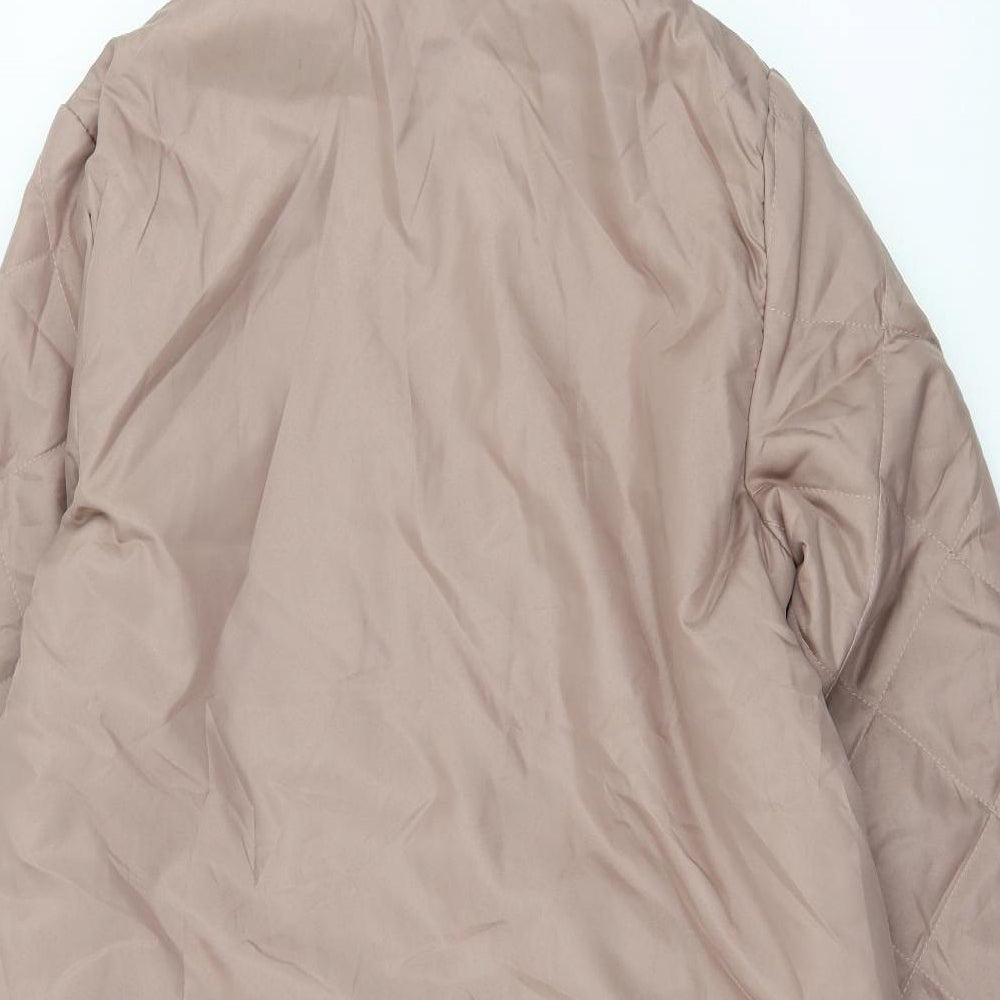 Brand and care label for Anne De Lancay women’s pink parka coat, size S