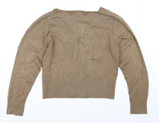Text Womens Beige Pullover Jumper Size M