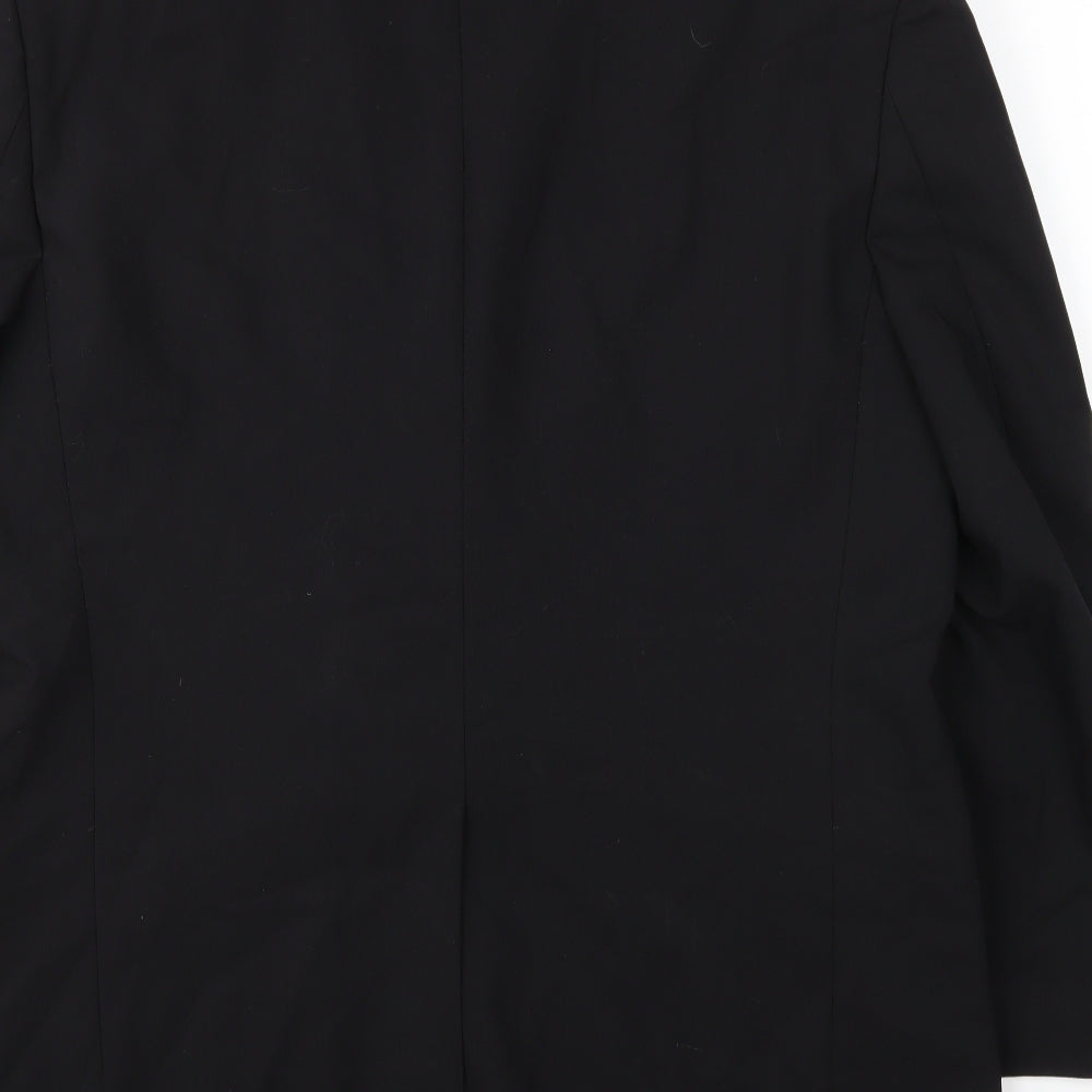 Brand and care label for Preworn men’s black jacket suit jacket, size 42