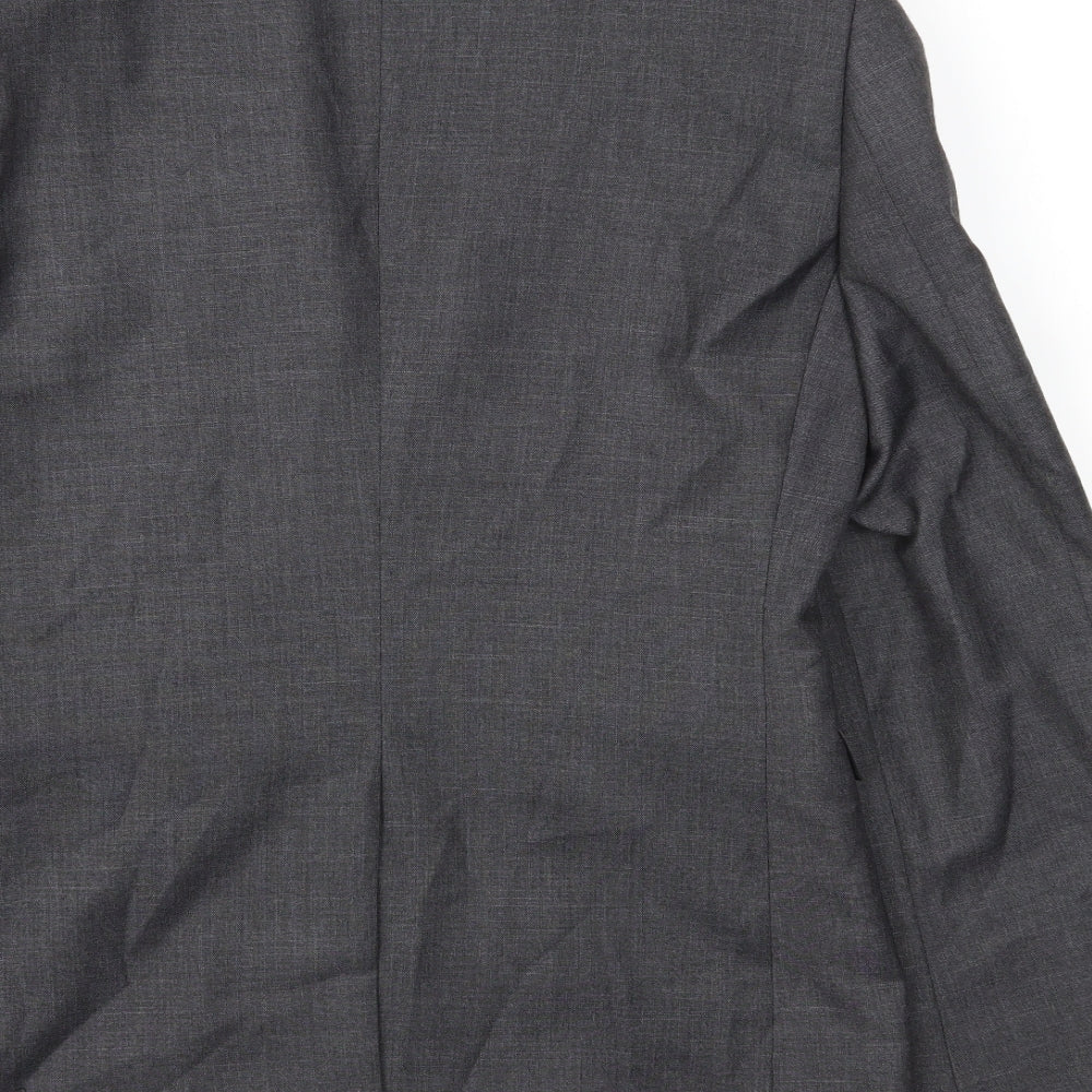 Brand and care label for Burton men’s grey jacket suit jacket, size 36