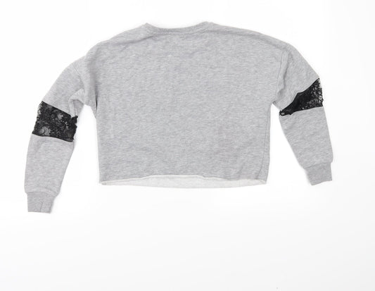 Candy Couture Girls Grey Jersey Pullover Sweatshirt Size 10 Years