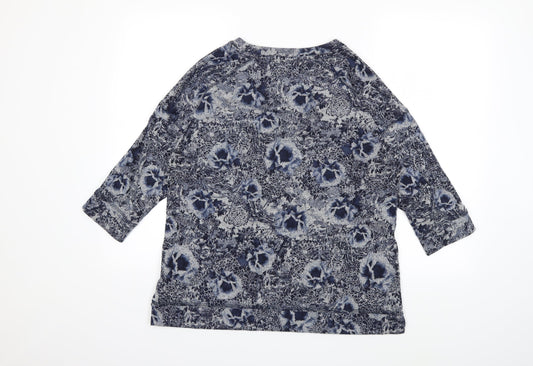 Marks and Spencer Womens Blue Floral Pullover Jumper Size 14